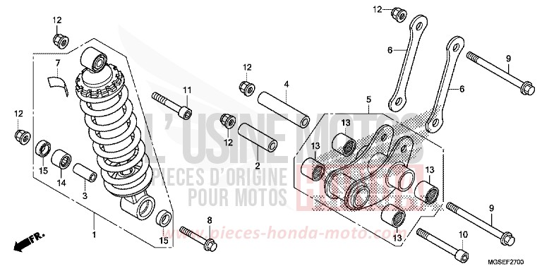 COUSSIN ARRIERE de NC700S Boîte Méca SEAL SILVER METALLIC (NHA14) de 2012